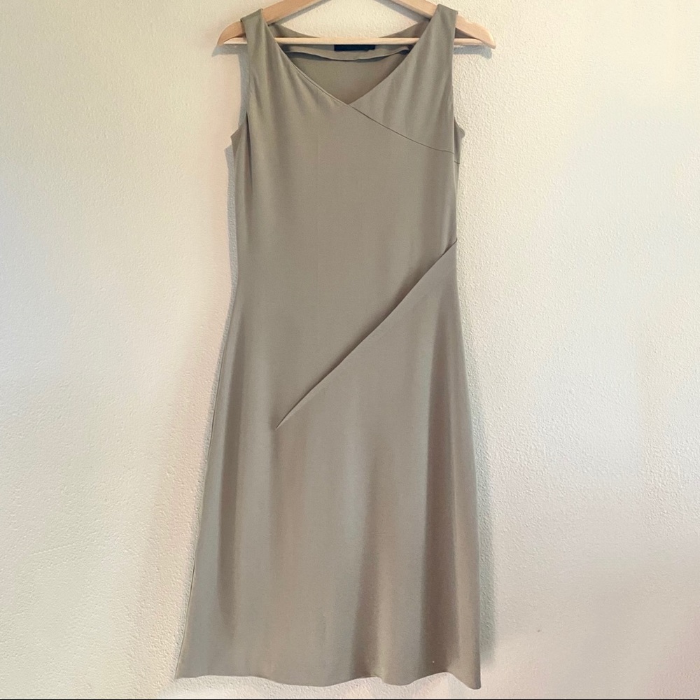 Calvin Klein Collection Asymmetrical Gray V-Neck Dress